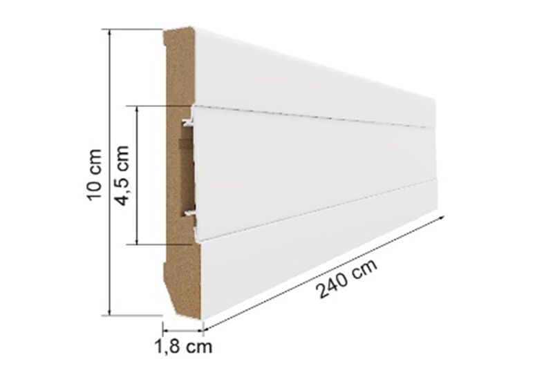 Kablo Kanallı MDF Süpürgelik 10cm White 100 E401_40003614