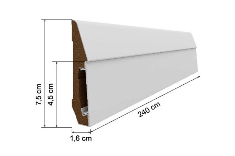 Kablo Kanallı MDF Süpürgelik 7,5cm White 75 E201_40002645