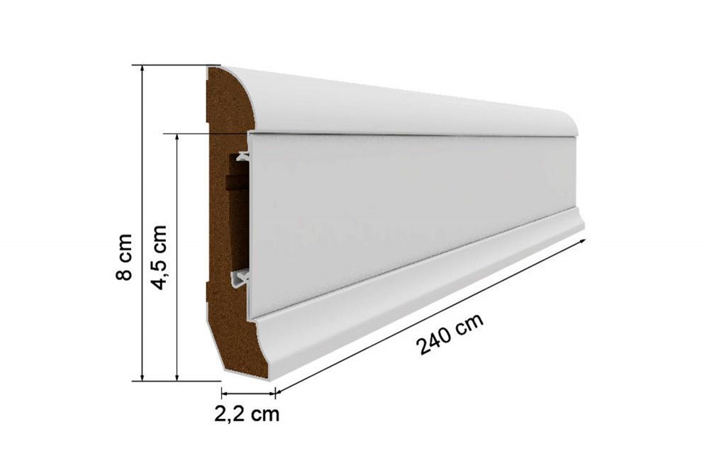 Kablo Kanallı MDF Süpürgelik 8cm White 80 E601_40003867